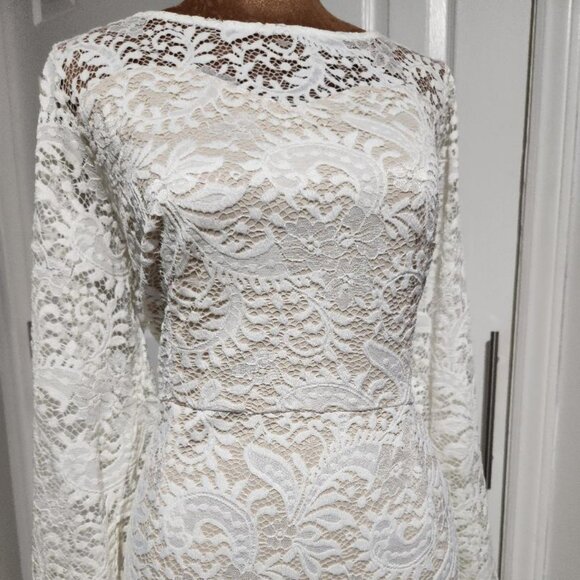 NWT Southern Fried Chics Lace long Sleeve Wedding Dress Hi-Lo Sz XXXL MSRP$150 - Picture 2 of 13